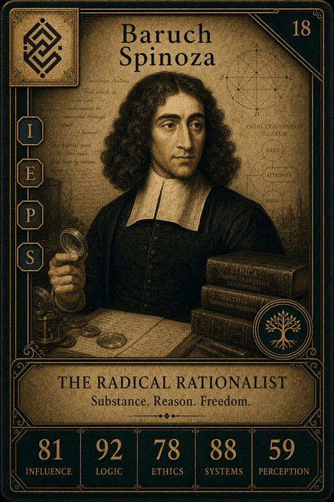 Baruch Spinoza individual eracii card front.
