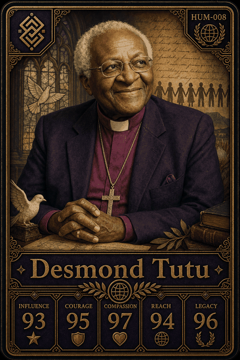 Desmond Tutu individual eracii card front.