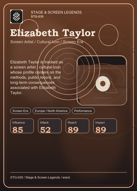 Elizabeth Taylor individual eracii card front.