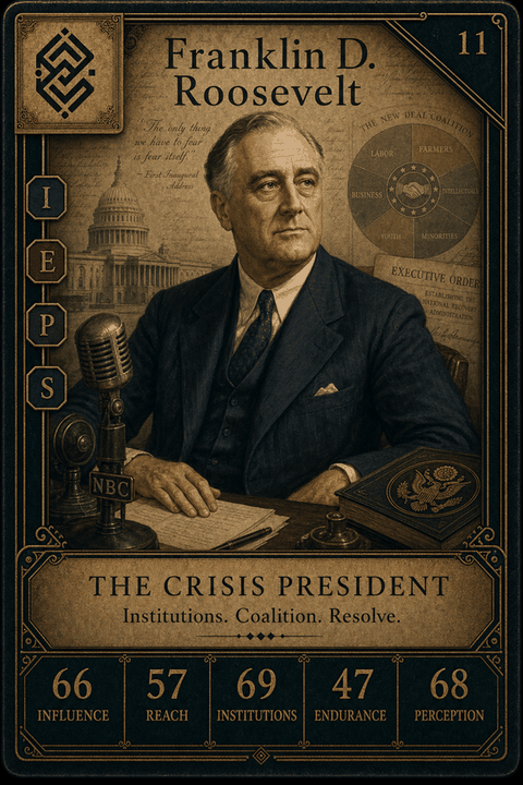 Franklin D. Roosevelt individual eracii card front.