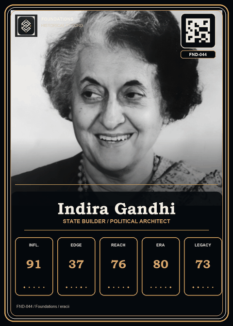 Indira Gandhi individual eracii card front.