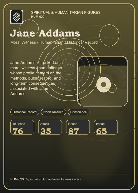 Jane Addams individual eracii card front.