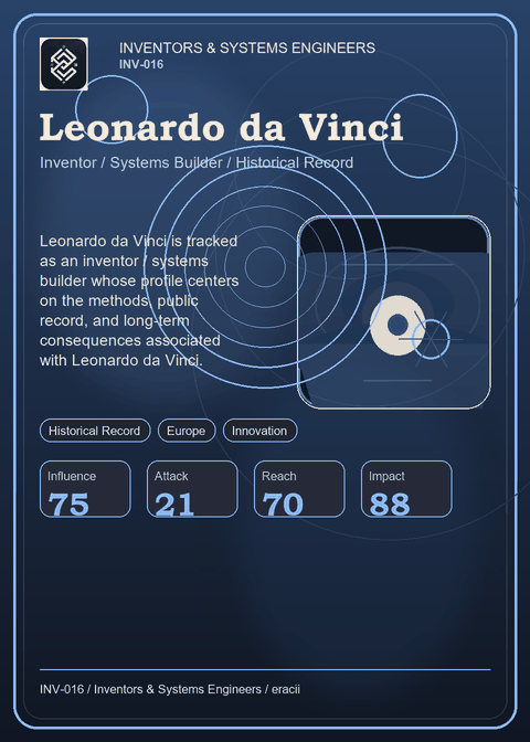 Leonardo da Vinci individual eracii card front.