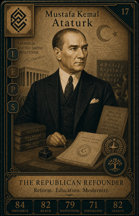 Mustafa Kemal Ataturk individual eracii card front.