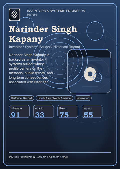 Narinder Singh Kapany individual eracii card front.