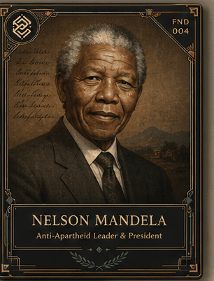 Nelson Mandela individual eracii card front.