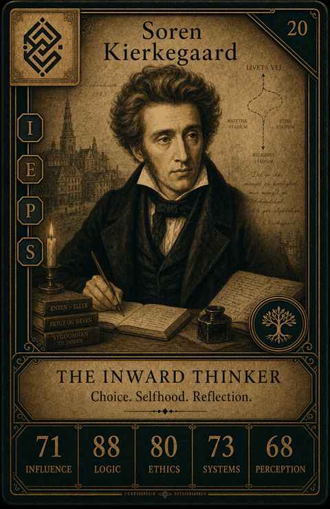 Soren Kierkegaard individual eracii card front.