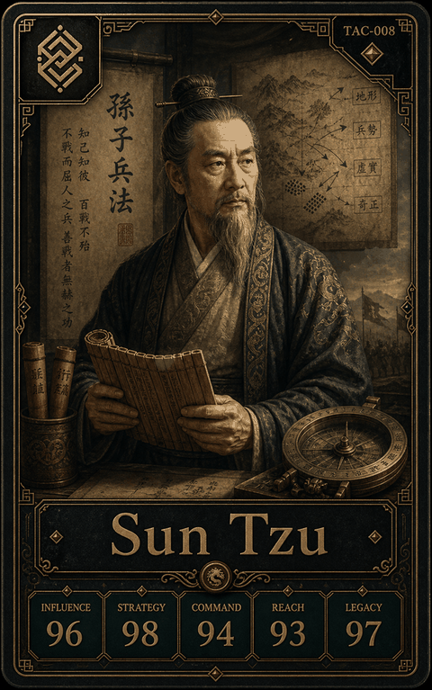 Sun Tzu individual eracii card front.