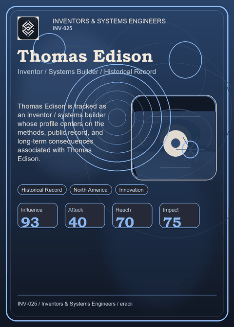 Thomas Edison individual eracii card front.