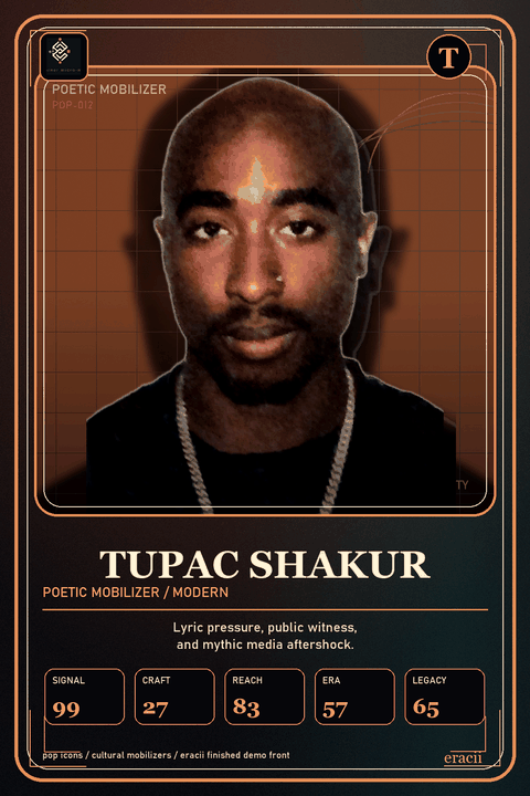 Tupac Shakur individual eracii card front.