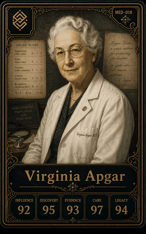 Virginia Apgar individual eracii card front.